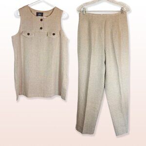 Vintage Top and Pants Set Linen Look Size 10 (Petite)*
